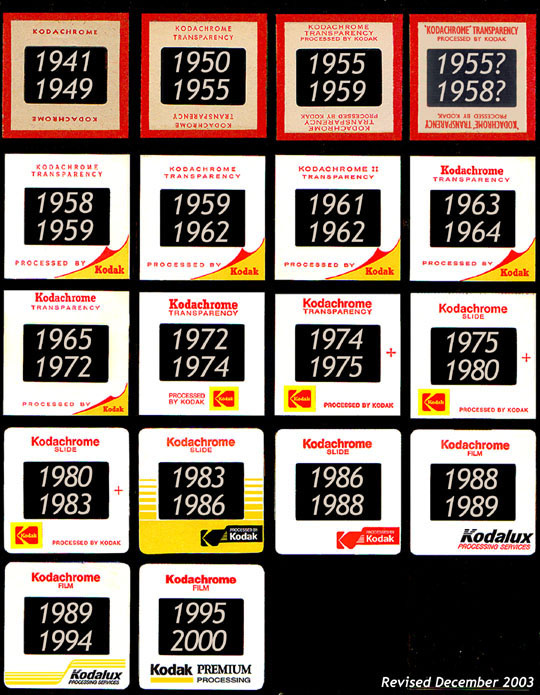 Kodachrome Slide Mount Chart